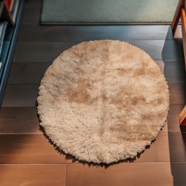 Handwoven Cream Round Rug 5157