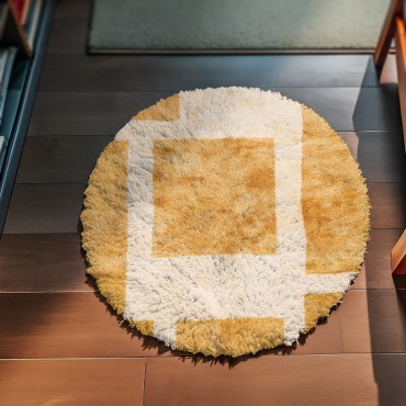 Modern Yellow Round Rug 5161