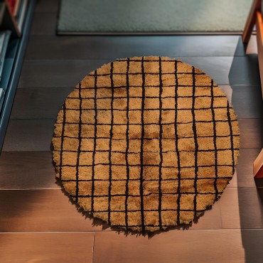 Rustic Yellow Round Rug 5164