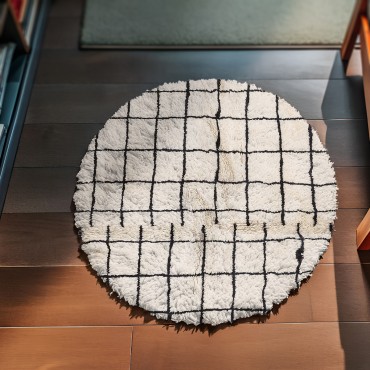 Black and White Circular Rug 5178