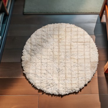Minimalist White Round Rug 5180