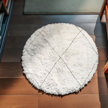 Beni Ourain White Round Rug 5188