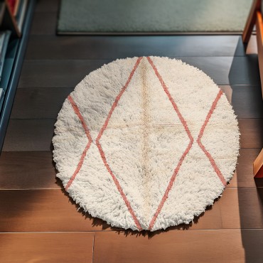 White Round Beni Ourain Rug 5193