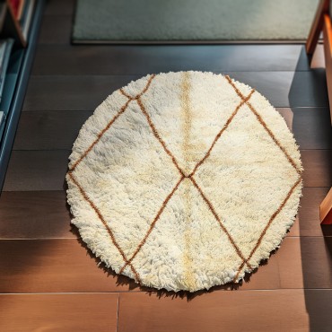 Round White Moroccan Rug 5195