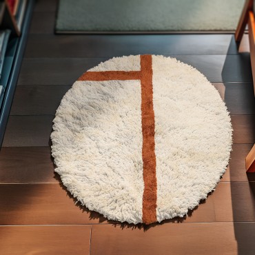 Handmade White Round Rug 5200