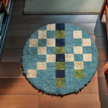 Aquamarine Blue Round Rug 5212