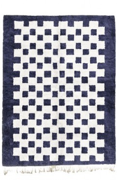 Navy Blue Chessboard Rug 2083