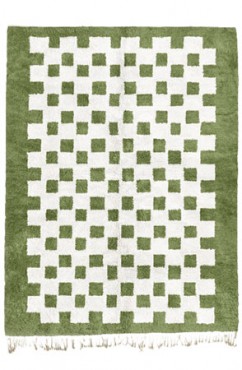 Olive Green Chessboard Rug 2094
