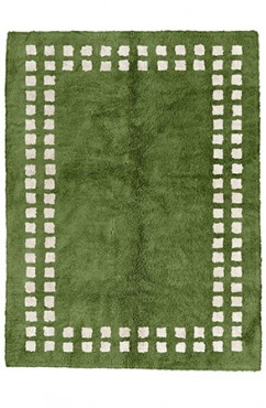 Olive Green Framed Checkerboard Rug 2148