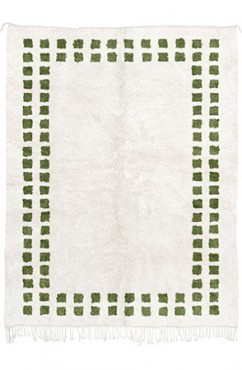Olive Green Mini Checkered Rug 2121