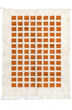 Orange Checkbox Rug 2046