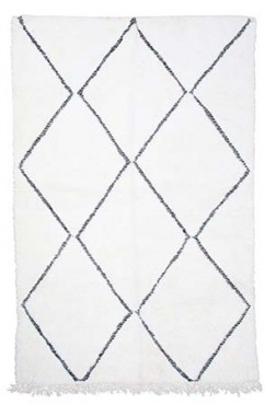 Serrated Black and White Beni Ourain Rug 2949