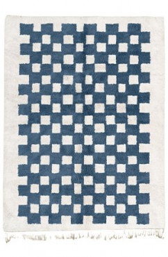 Stone Blue Mono Chessboard Rug 2166
