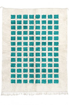 Turquoise Checkbox Rug 2052