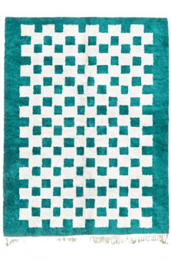 Turquoise Chessboard Rug 2103