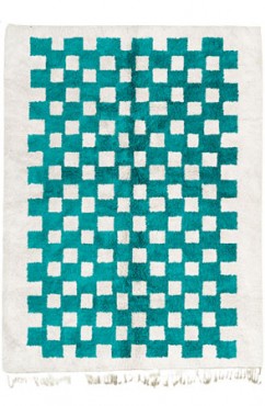 Turquoise Mono Chessboard Rug 2185