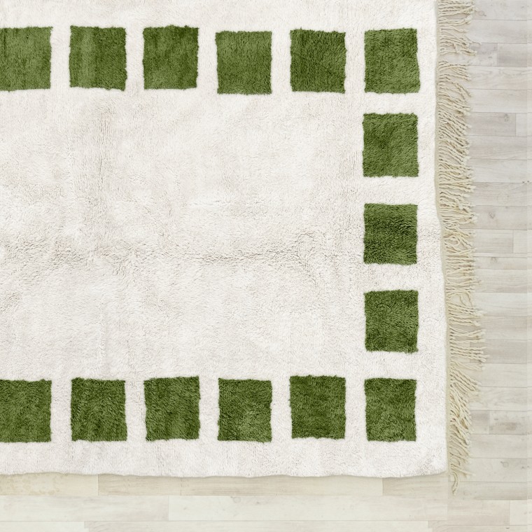 Beni ourain rugs, Green Block Rug 2068