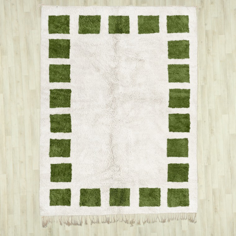 Beni ourain rugs, Green Block Rug 2068