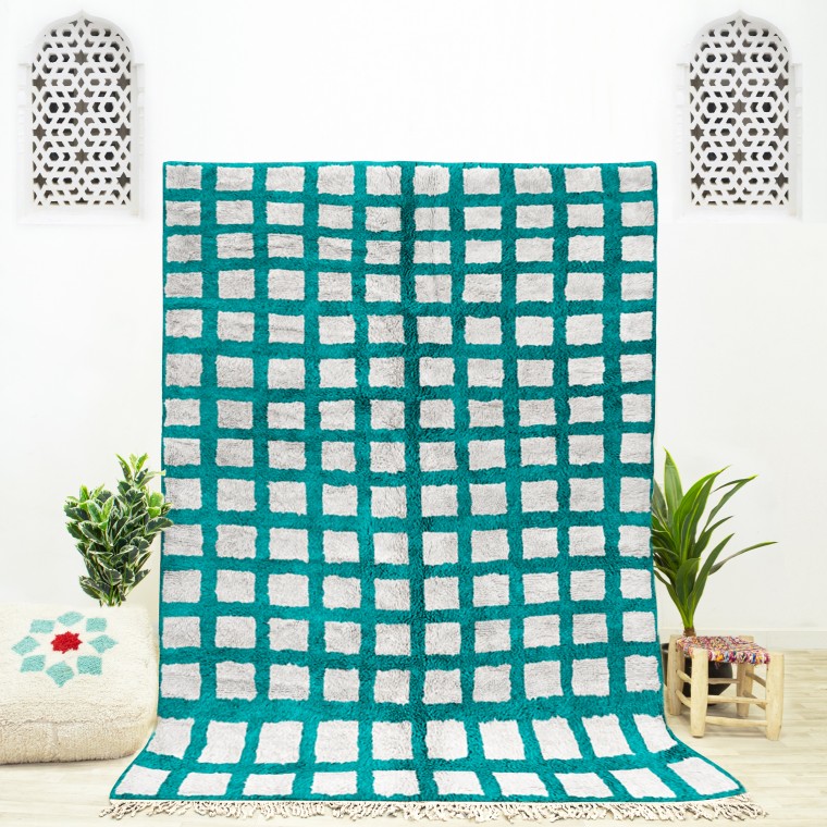 Turquoise Chequerboard Rug 2240
