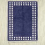 Navy Blue Framed Checkerboard Rug 2137
