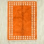 Orange Framed Checkerboard Rug 2151