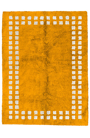 Orange Framed Checkerboard Rug